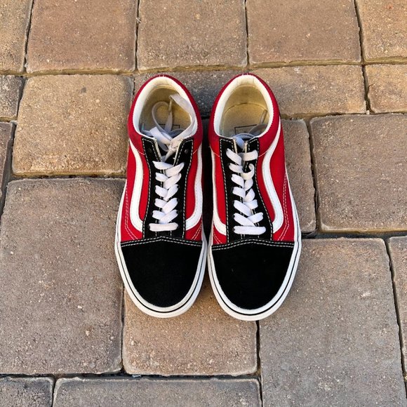 Vans Off The Wall Sidewall Red Black Old Skool Sneakers Size M4 W5.5 - Picture 2 of 6